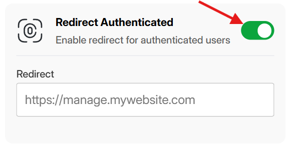 Umleitung für Authentifizierte Funktion